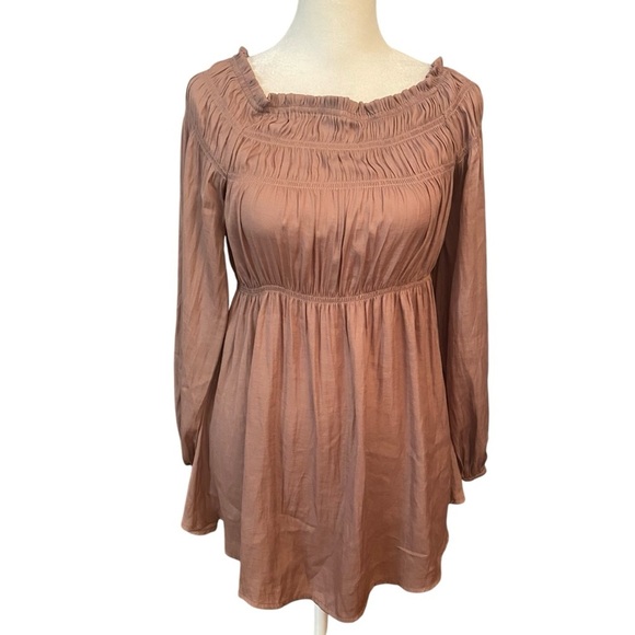 Mustard Seed On/Off-Shoulder Tunic Blouse Size S Mauve Silky Party Feminine - Picture 2 of 10